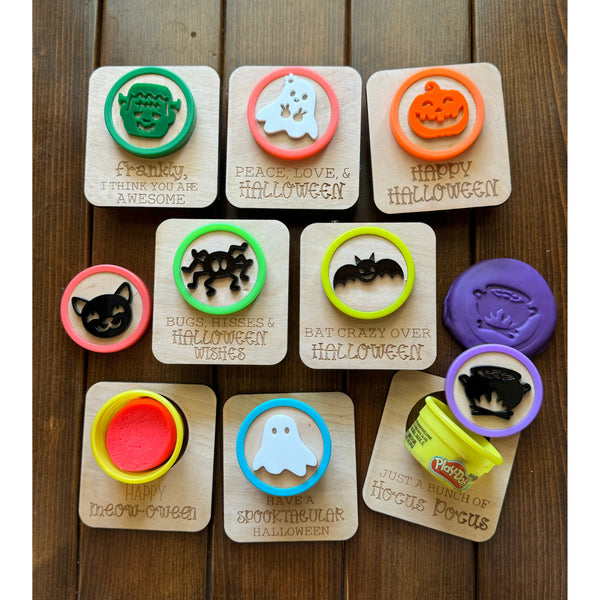 Halloween Playdough Trick or Treat Cards with  Stamps